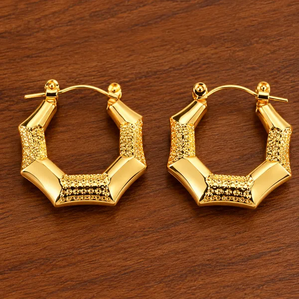Rivsam_Textured_Octagon_Gold_Statement_Hoops