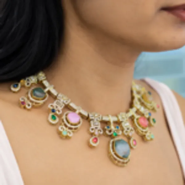 Rivsam_Noore_Multicolour_Stone_Statement_Jewellery_set