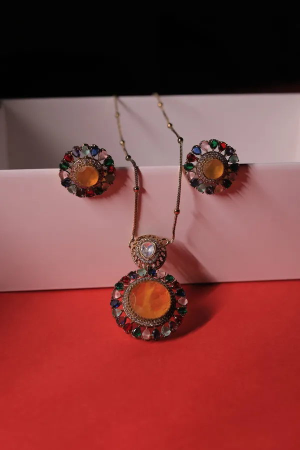 Rivsam_Solara_Multicolour_Statement_Necklace_Earrings_Set