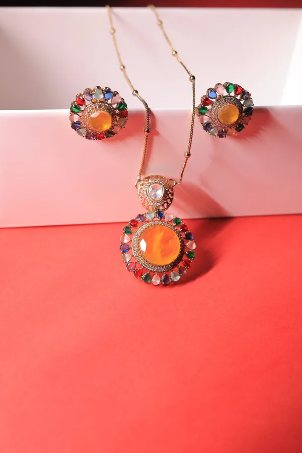 Rivsam_Solara_Multicolour_Statement_Necklace_Earrings_Set