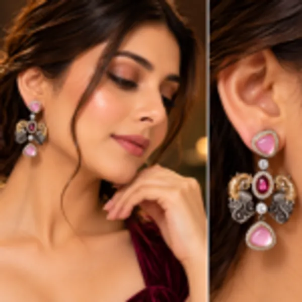 Rivsam_Elara_Pink_Heritage_Statement_Earrings