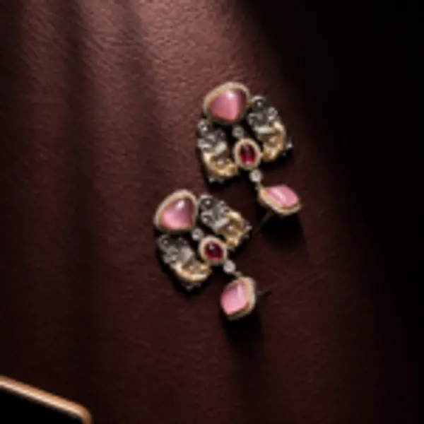 Rivsam_Elara_Pink_Heritage_Statement_Earrings