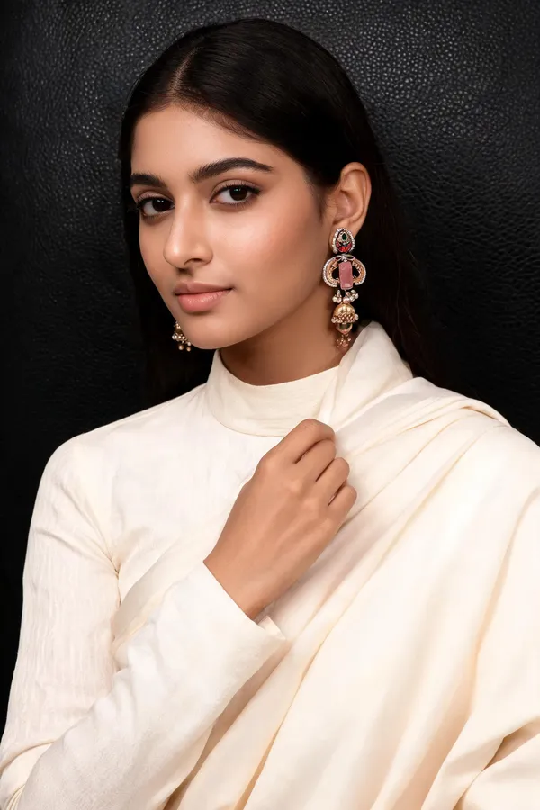 Rivsam_Rosea_Heritage_Pink_Statement_Earrings