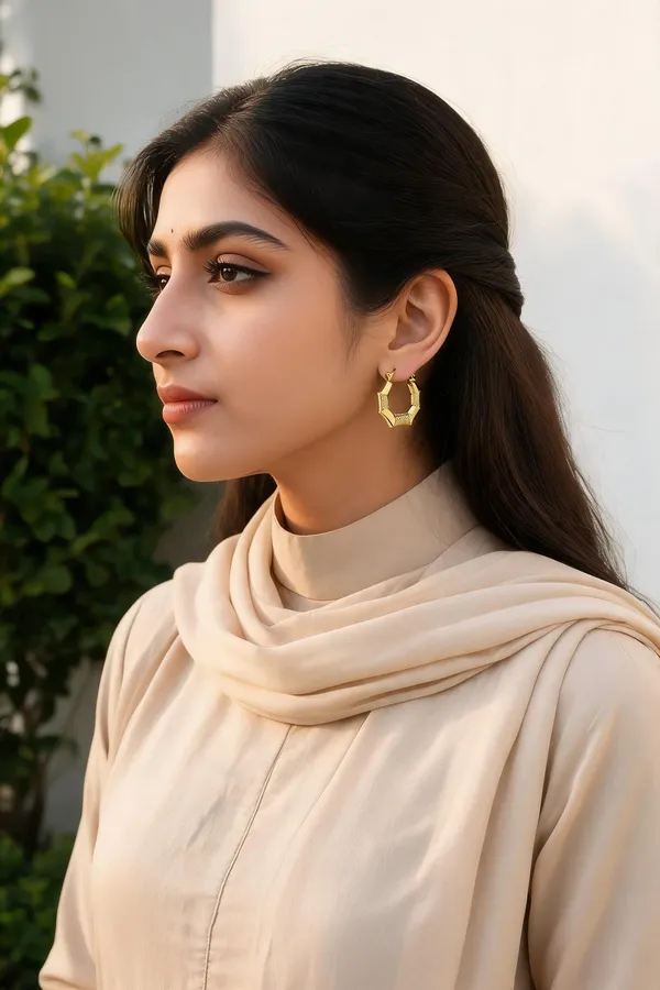 Rivsam_Textured_Octagon_Gold_Statement_Hoops