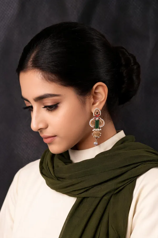 Rivsam_Eshara_Heritage_Green_Statement_Earrings