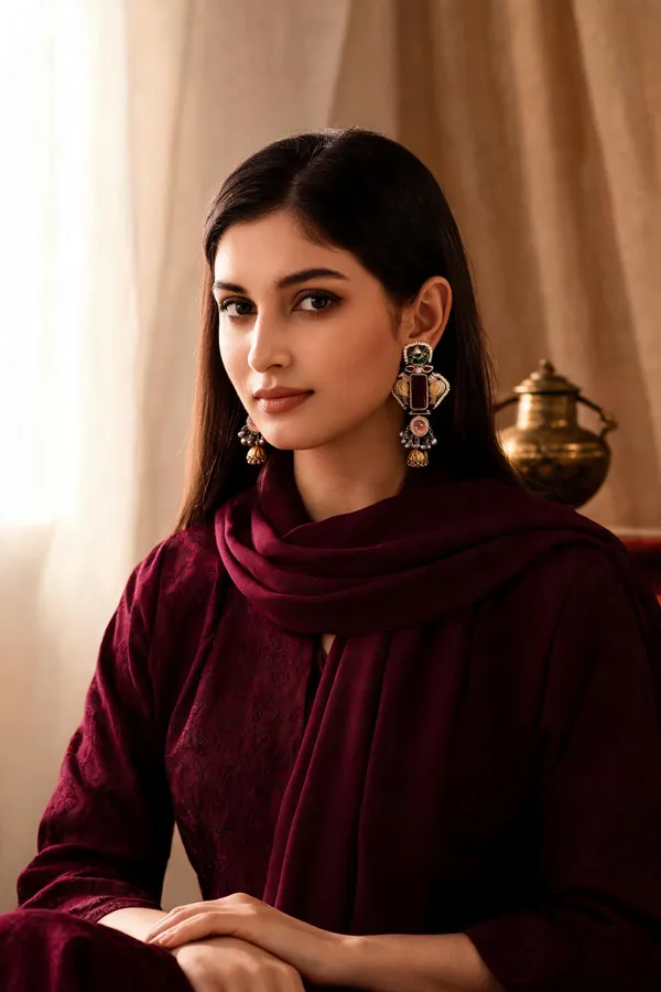 Rivsam_Mahira_Heritage_Maroon_Statement_Jhumka_Earrings