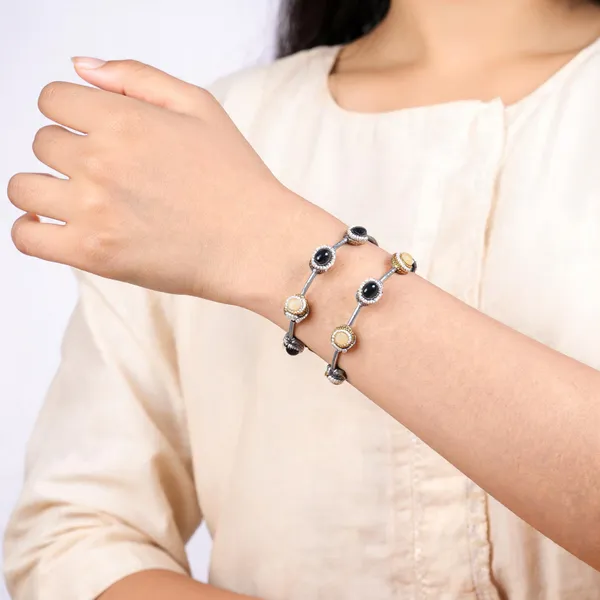 Rivsam_Noire_Antique_Stone_Cuff_Bracelet_Set