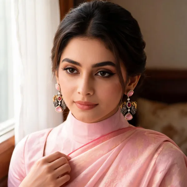 Rivsam_Elara_Pink_Heritage_Statement_Earrings