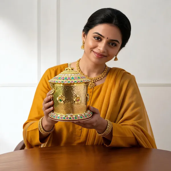 Copper_Base_With_Gold_Plated_Antique_Haldi_Kumkum_Karande