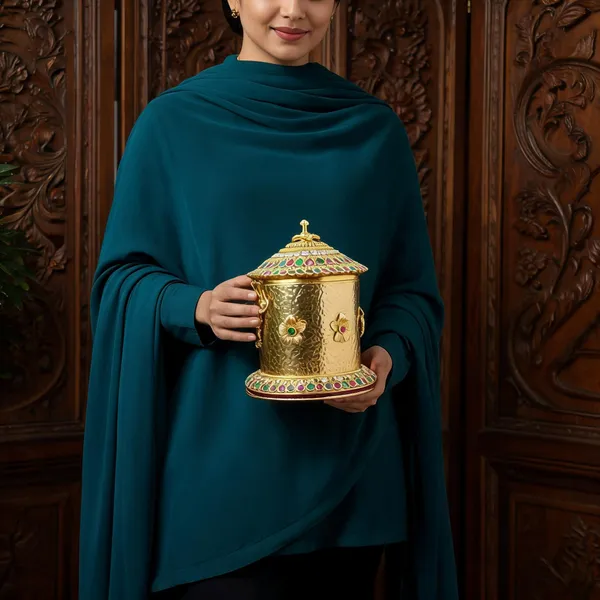 Copper_Base_With_Gold_Plated_Antique_Haldi_Kumkum_Karande