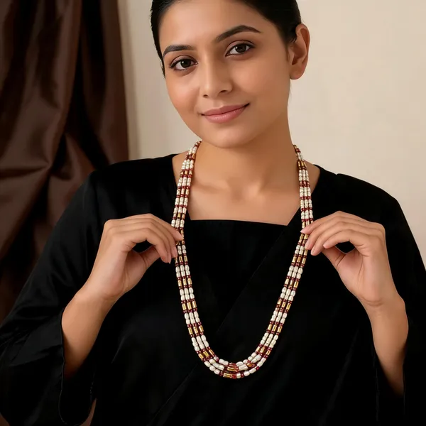 Copper_Base_With_Gold_Plated_Triveni_Red_Crystal_And_Rice_Pearl_Mala