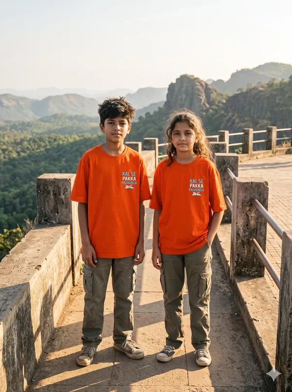 Orange_Polyester_T-Shirt_For_Kids
