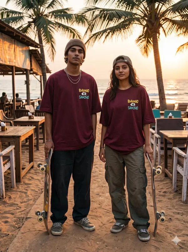 Maroon_Polyester_T-Shirt_For_Men_And_Women_Pack_Of_2