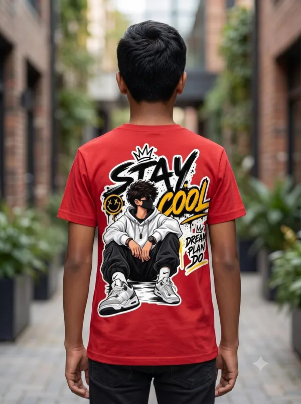 Red_Cotton_Biowash_T-Shirt_For_Kids