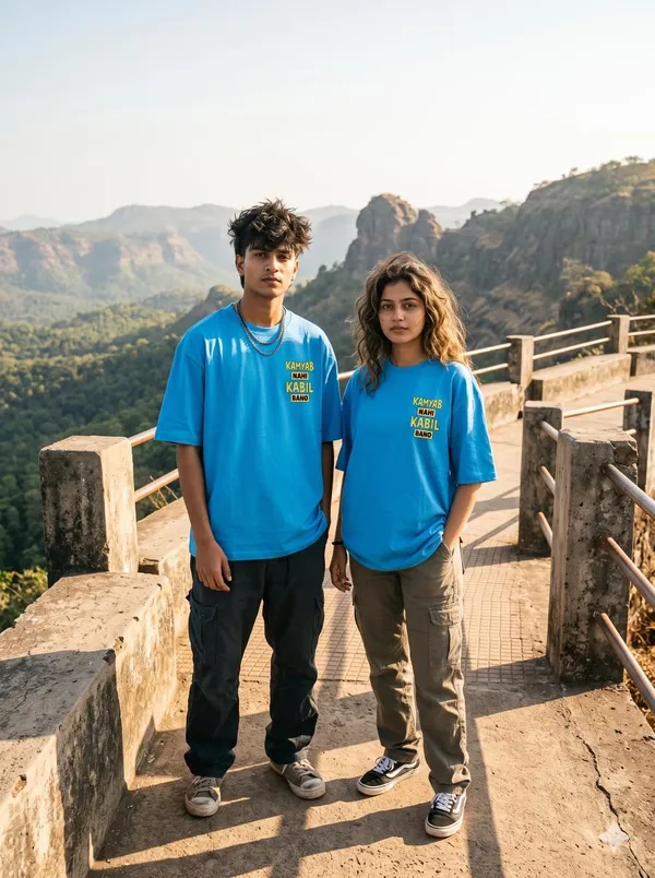 Blue_Polyester_T-Shirt_For_Men_And_Women_Pack_Of_2