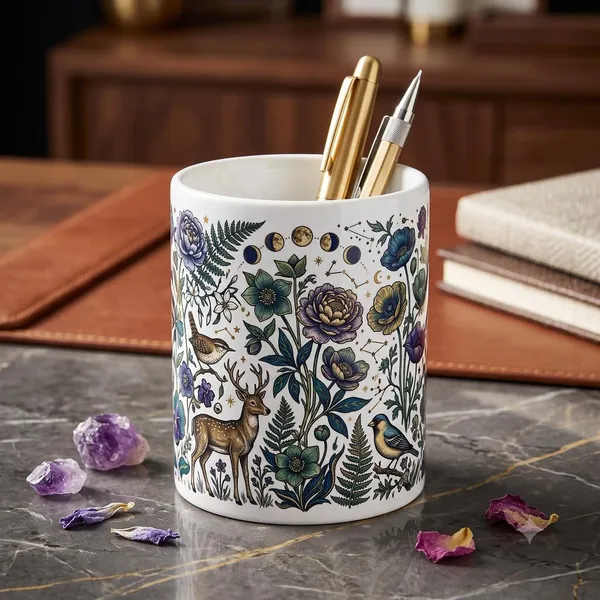 White_Ceramic_Pen_Holder_For_Desk_Organising