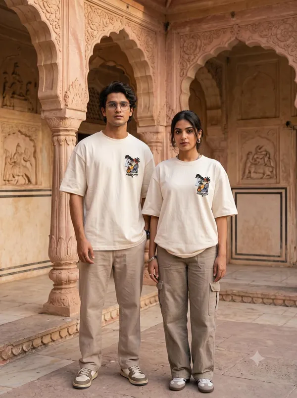 Cream_Cotton_Biowash_T-Shirt_For_Men_And_Women