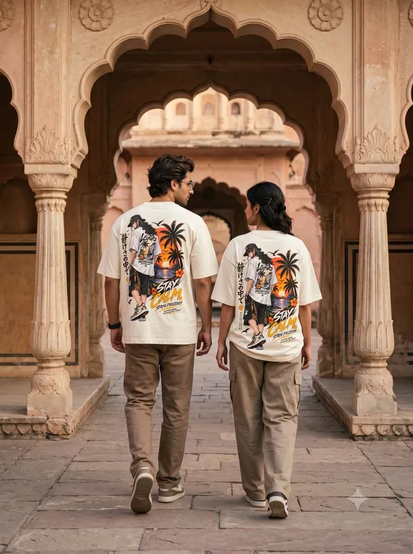 Cream_Cotton_Biowash_T-Shirt_For_Men_And_Women