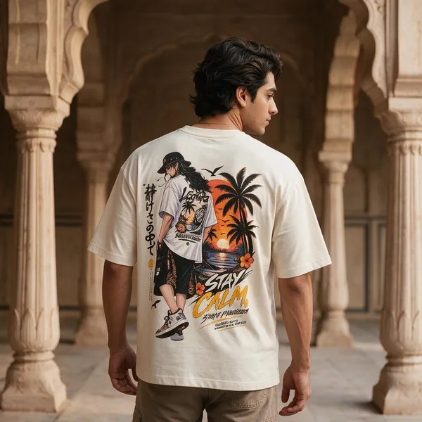 Cream_Cotton_Biowash_T-Shirt_For_Men_And_Women