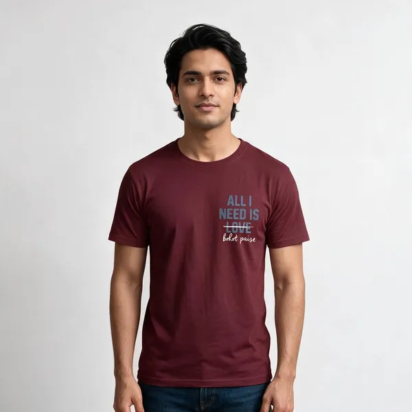 Maroon_Cotton_Biowash_T-Shirt_For_Men