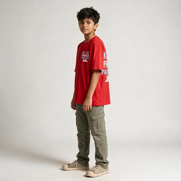 Red_Cotton_Biowash_T-Shirt_For_Kids