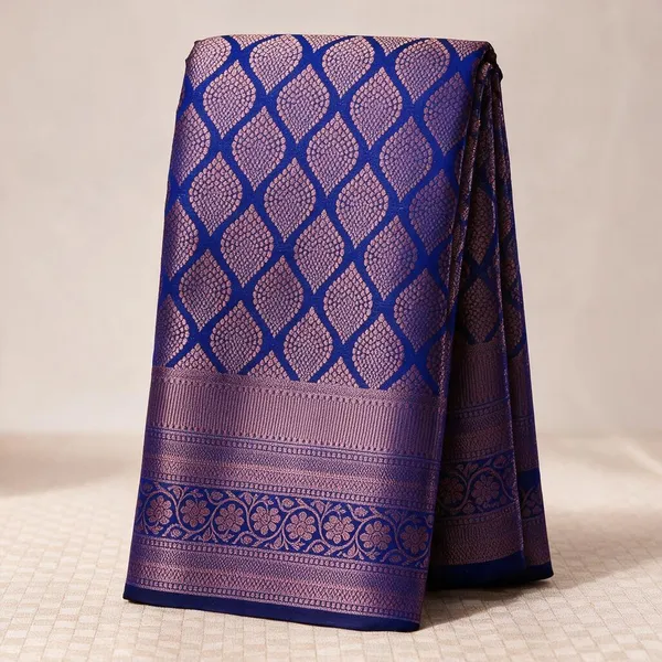 Royal_Blue_Soft_Lichi_Silk_Jacquard_Saree_For_Women