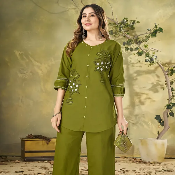 Mehendi_Pure_Cotton_Embroidered_Kurti_With_Palazzo_For_Women