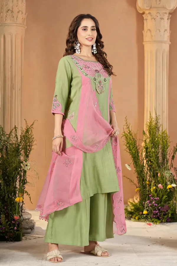 Pink-Pista_Mal_Chanderi_Embroidered_Kurti_With_Palazzo_And_Dupatta_For_Women