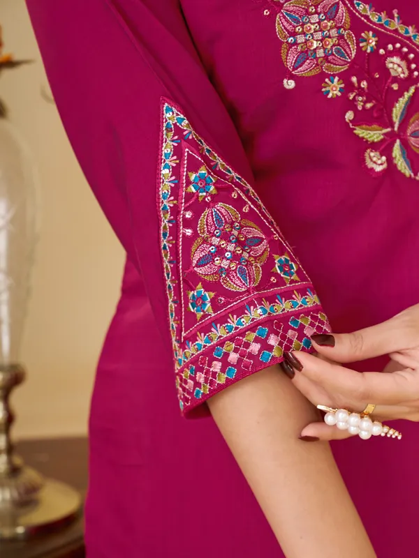 Women's_Marina_Silk_Ethnic_Motifs_Embroidered_Kurti_Palazzo_with_Dupatta