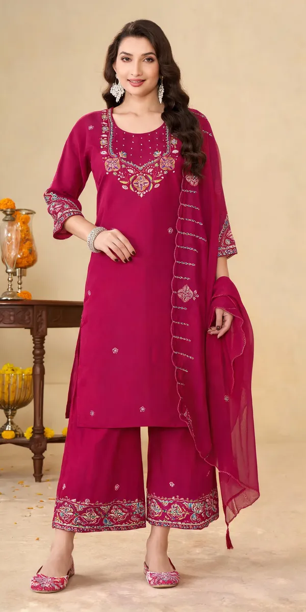 Rani_Pink_Marina_Silk_Ethnic_Motifs_Embroidered_Kurti_Palazzo_With_Dupatta_For_Women