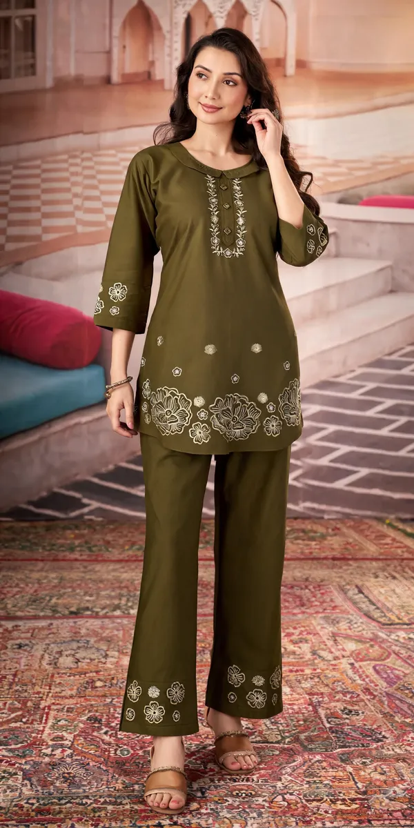 Mehendi_Pure_Cotton_Embroidered_Kurti_With_Palazzo_For_Women