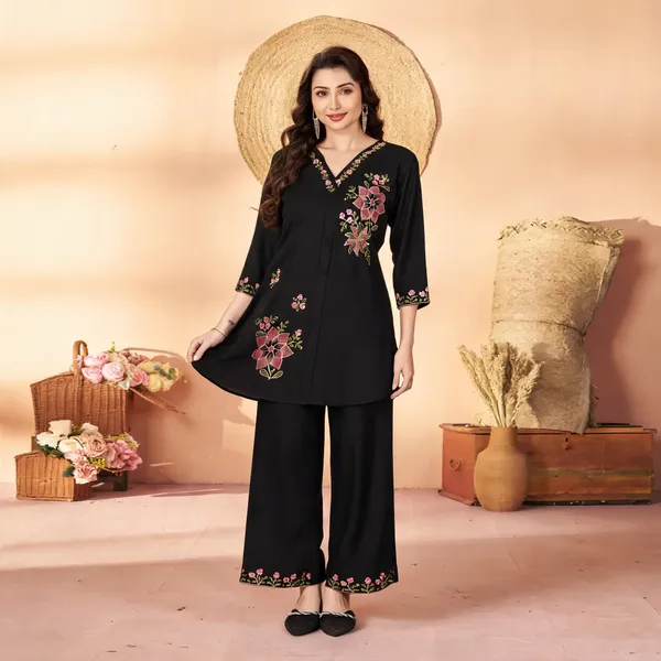 Black_Heavy_Rayon_Embroidered_Kurti_With_Palazzo_For_Women