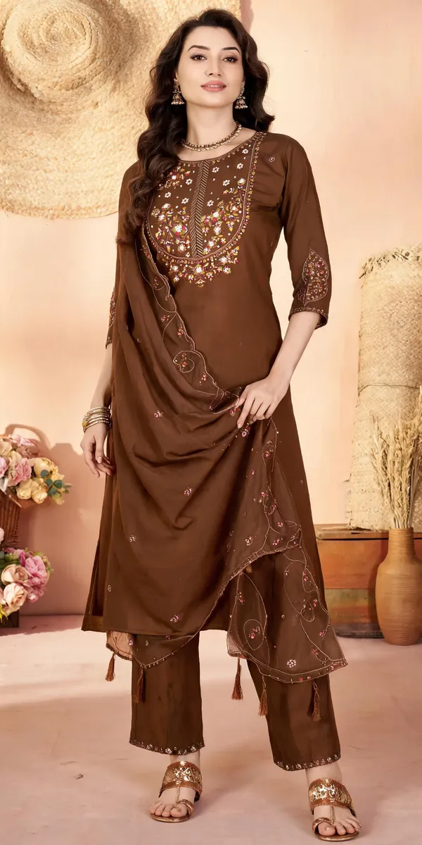 Brown_Marina_Silk_Ethnic_Motifs_Embroidered_Kurti_Palazzo_With_Dupatta_For_Women