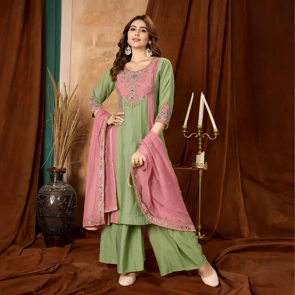 Pista_Mal_Chanderi_Embroidered_Kurti_With_Palazzo_And_Dupatta_For_Women