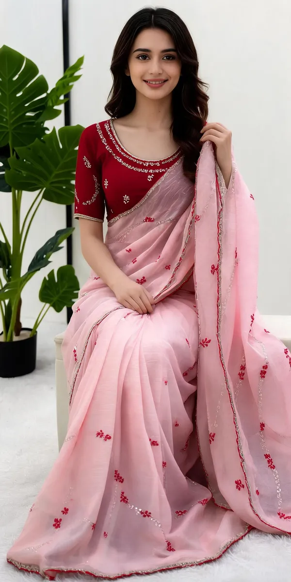 Pink_Crunchy_Silk_Thread_&_Sequin_Work_Saree_For_Women