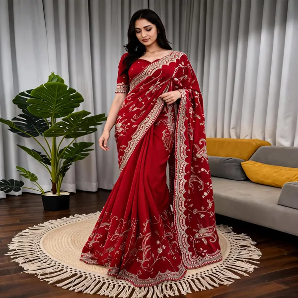Red_Silk_Embellished_Designer_Saree_For_Women