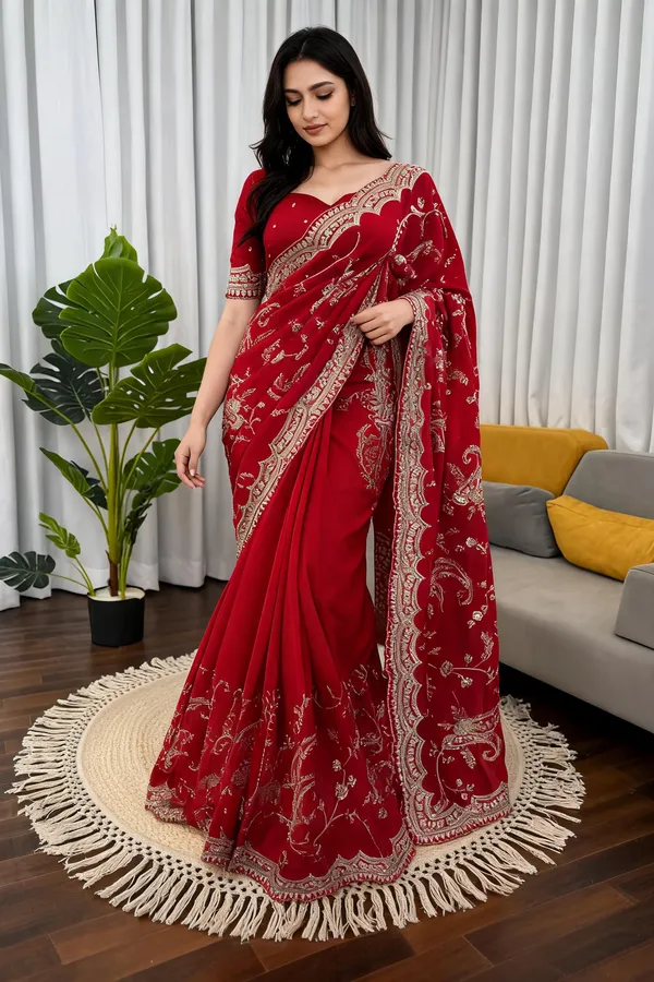 Red_Silk_Embellished_Designer_Saree_For_Women