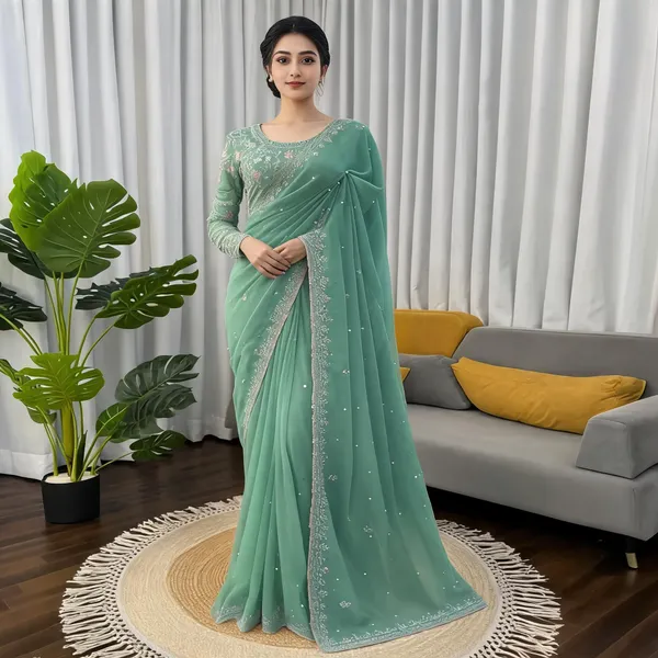 Pista_Silk_Embellished_Saree_For_Women