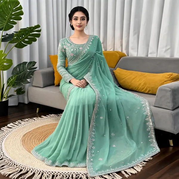 Pista_Silk_Embellished_Saree_For_Women