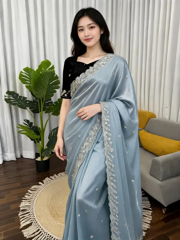 Grey_Silk_Embellished_Saree_For_Women