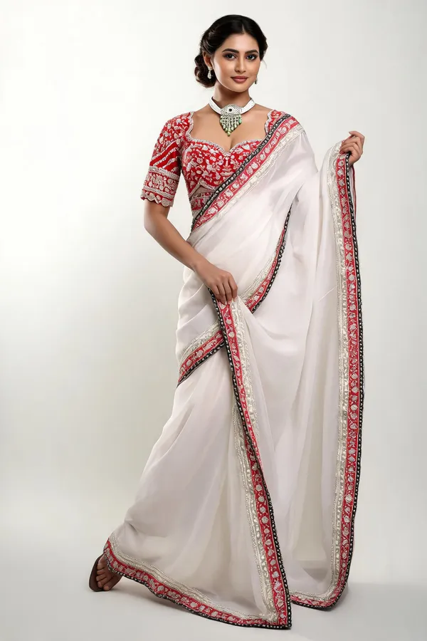 White_Silk_Embellished_Designer_Saree_For_Women
