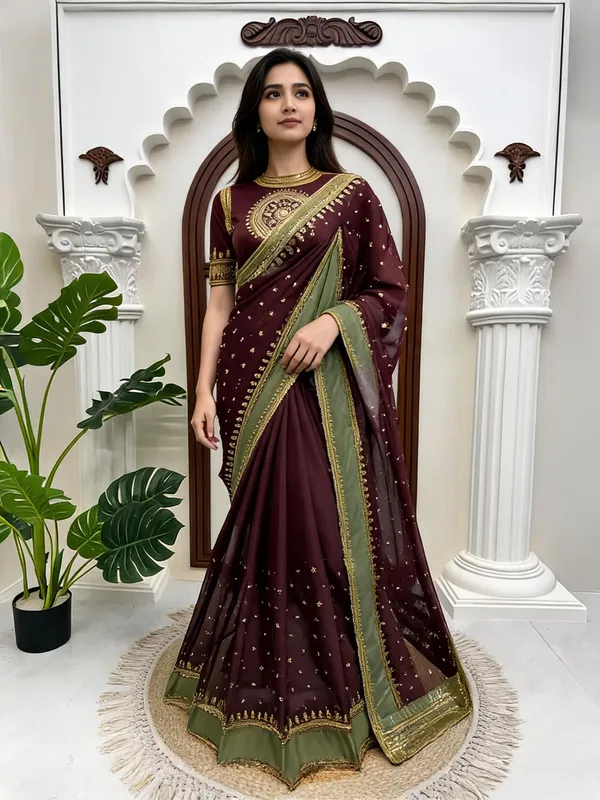 Maroon_Silk_Embellished_Saree_For_Women