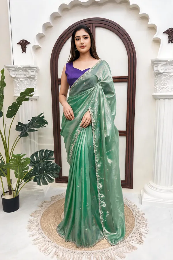 Pista_Silk_Embellished_Designer_Saree_For_Women