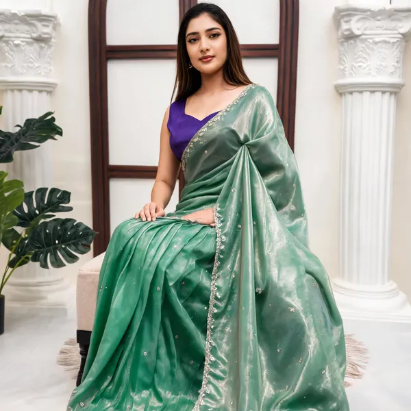 Pista_Silk_Embellished_Designer_Saree_For_Women