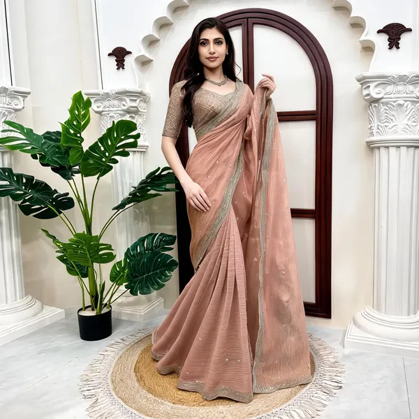 Cream_Silk_Embellished_Saree_For_Women