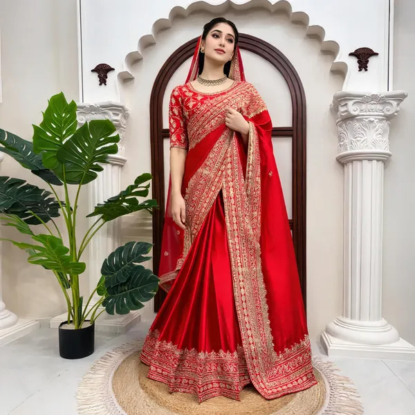 Red_Silk_Embellished_Saree_For_Women