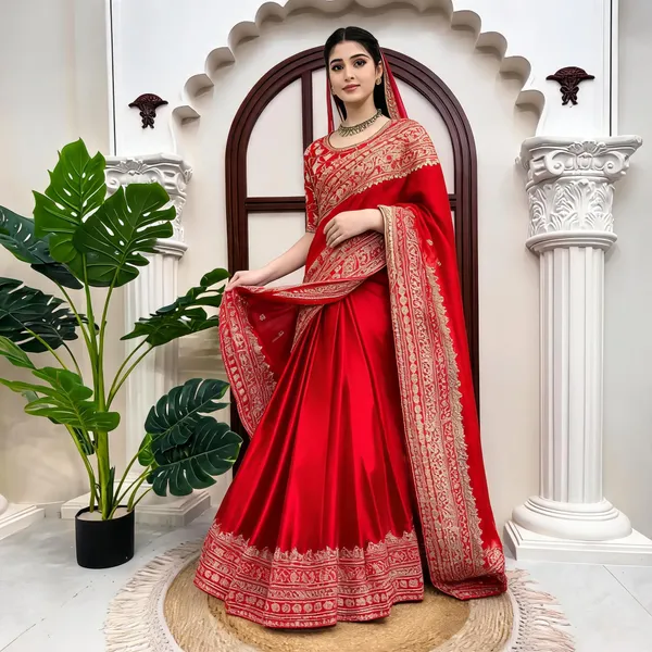 Red_Silk_Embellished_Saree_For_Women