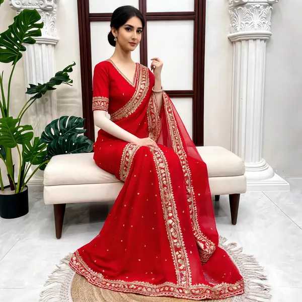 Red_Silk_Embellished_Saree_For_Women