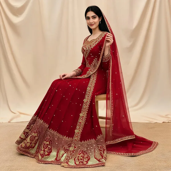 Red_Silk_Embellished_Saree_For_Women
