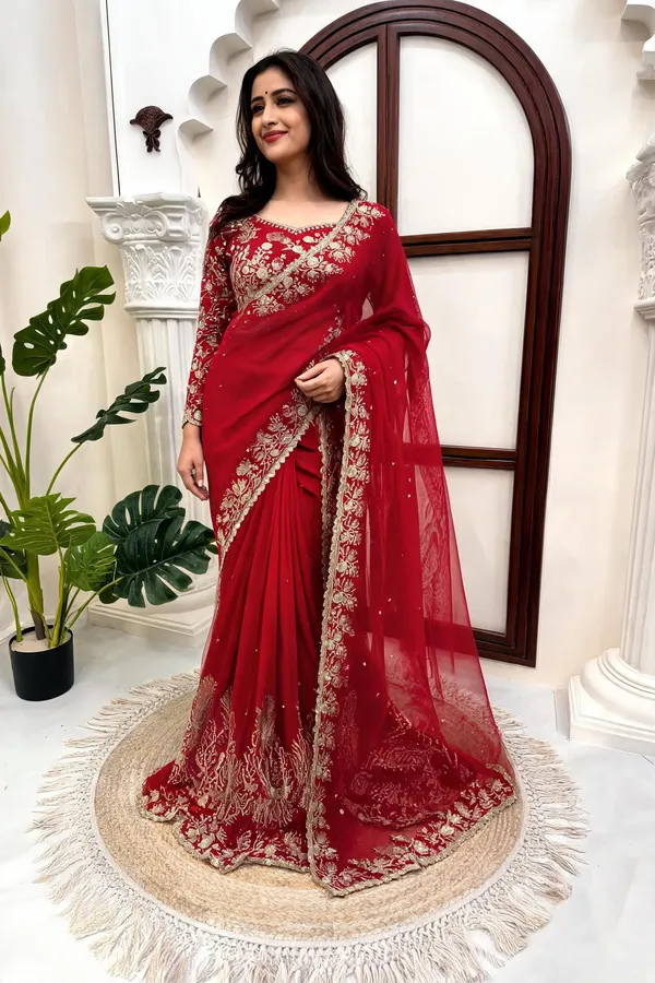 Red_Silk_Embellished_Saree_For_Women
